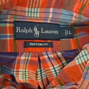 Ralph Lauren Custom Fit Pony Long Madras Plaid Button Down Kelly Green Men L